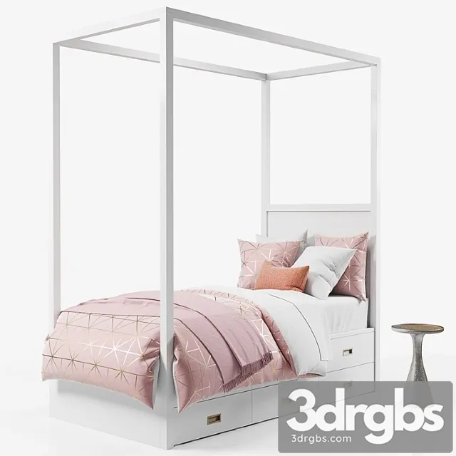 Avalon Canopy Bed with Trundle 3D Model Download