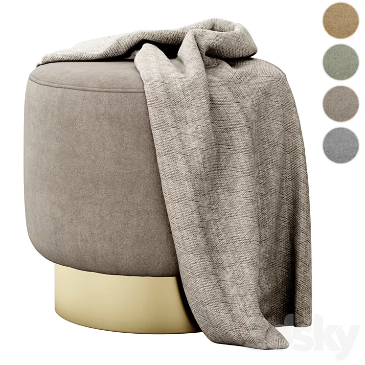 Avalon Ottoman Persimmon by Arteriors Home 3D Model Avalon Ottoman Persimmon by Arteriors Home 3D Model