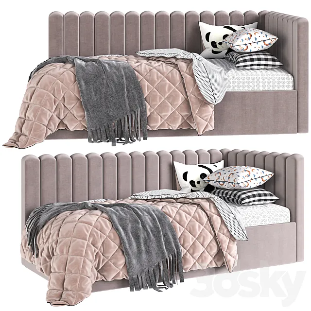 Avalon Upholstered Corner Bed 3D Model Avalon Upholstered Corner Bed 3D Model