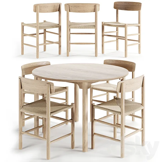 AVE Borge Mogensen Shaker Chair & Dining Table 3D Model