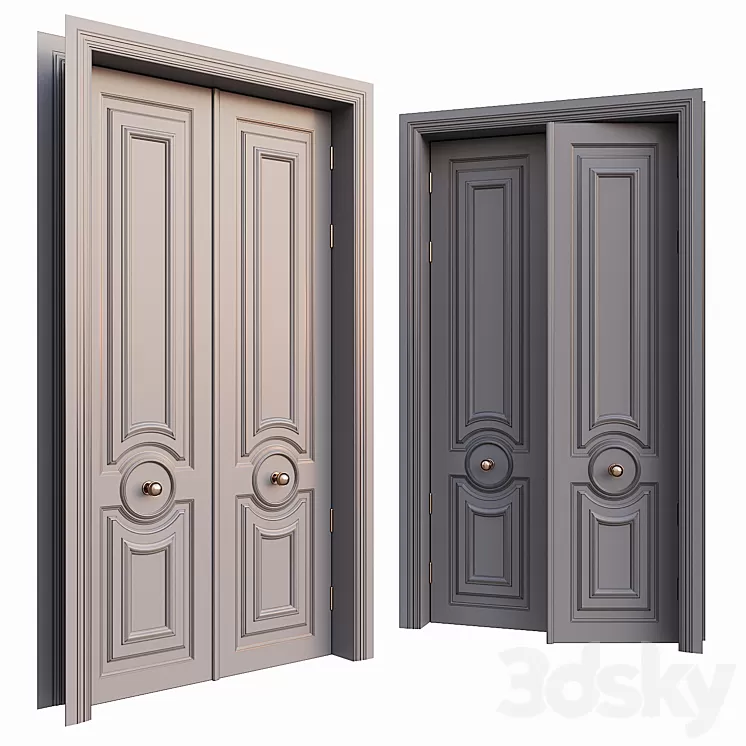 AVE Classic Gray Door With Rounded Ornament 3D Model
