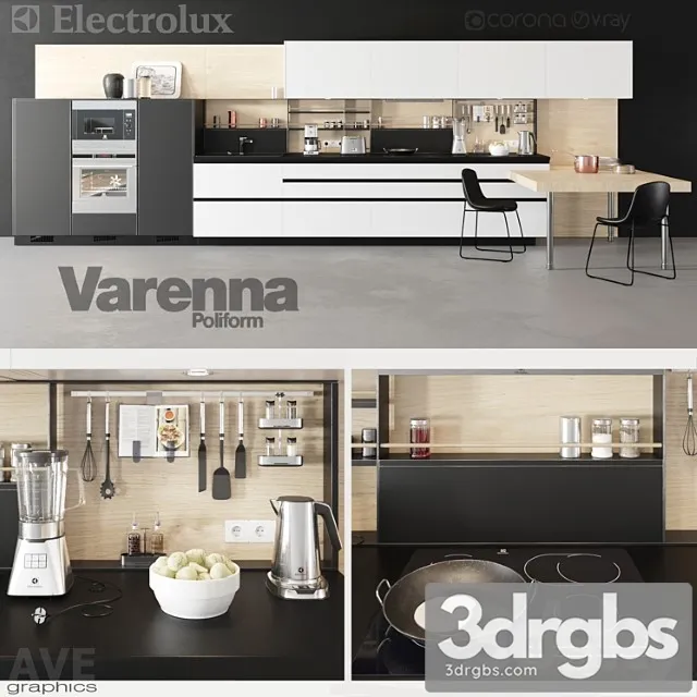 Ave Electrolux Volume Poliform Varenna Kitchen 3D Model Download