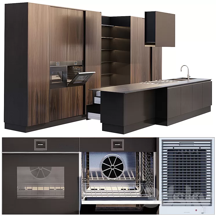 AVE Ernestomeda Emetrica kitchen & Barazza 3D Model AVE Ernestomeda Emetrica kitchen & Barazza 3D Model