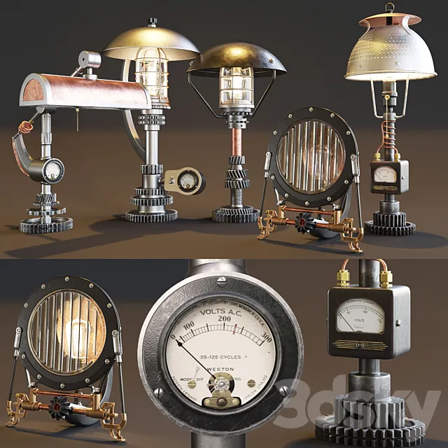AVE Machine Brothers Lamps Set 3DModel AVE Machine Brothers Lamps Set 3DModel