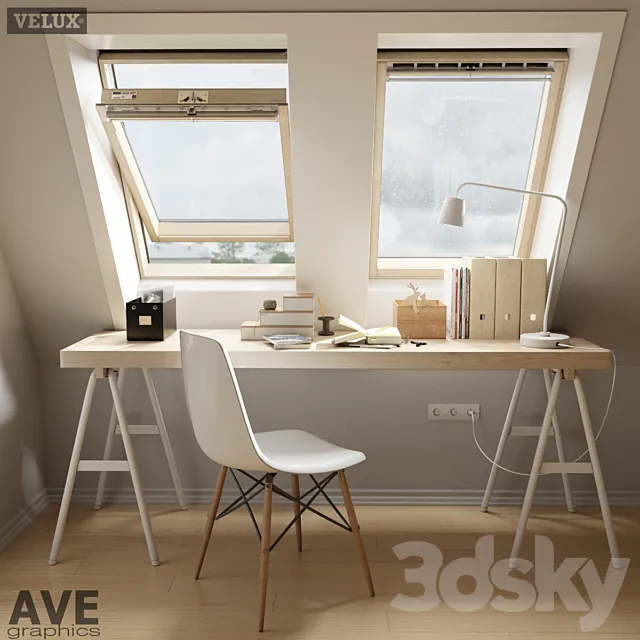 AVE mansard VELUX windows set 3DModel AVE mansard VELUX windows set 3DModel