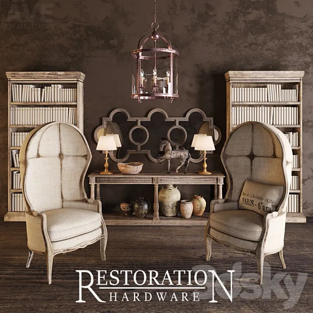 AVE Restoration Hardware set RH 3D Model AVE Restoration Hardware set RH 3D Model