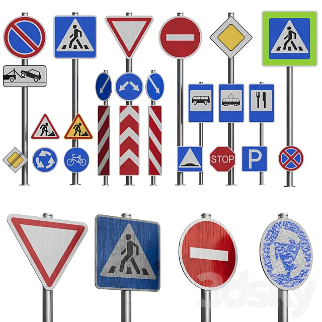 AVE Road Signs (4 Seasons) 3D Model AVE Road Signs (4 Seasons) 3D Model