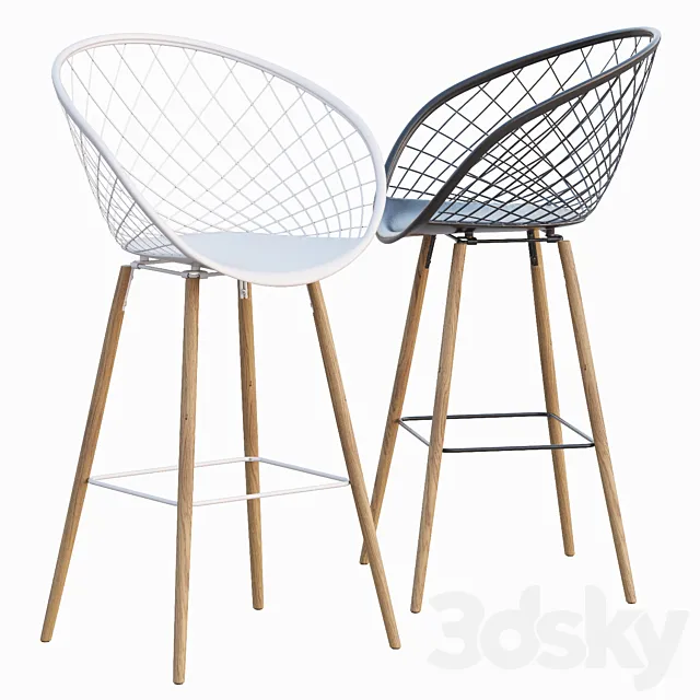 AVE SIDERA Counter Bar Stool 3D Model AVE SIDERA Counter Bar Stool 3D Model