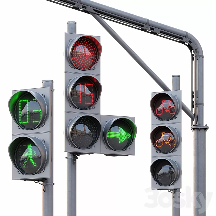 AVE Traffic Lights Set (Animated) 3D Model AVE Traffic Lights Set (Animated) 3D Model