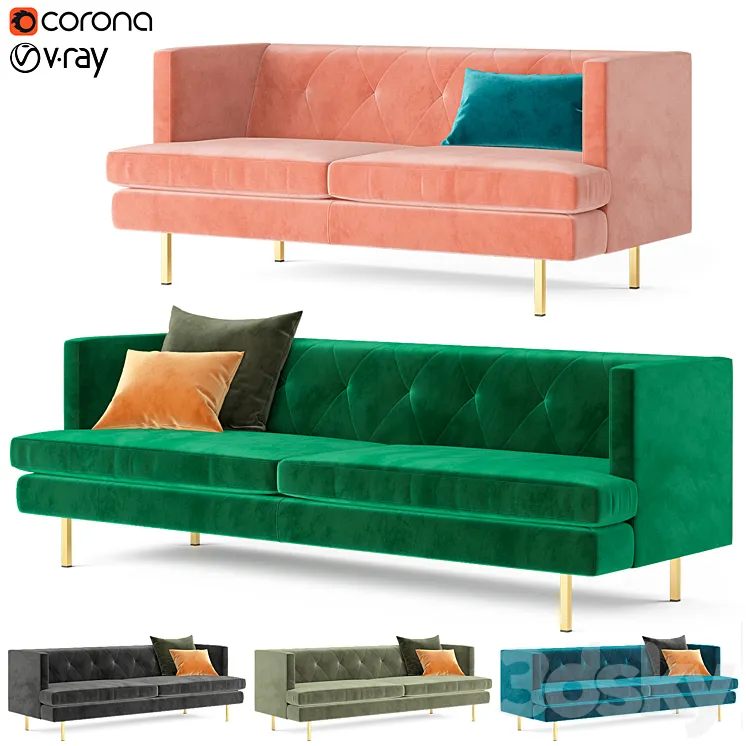 Avec sofa CB2 3D Model Free Download