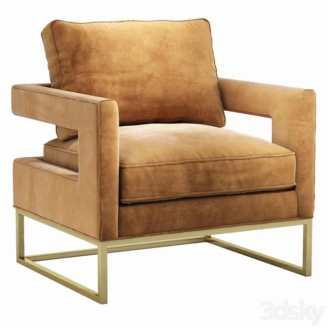 Avery Cognac Velvet Chair 3D Model Avery Cognac Velvet Chair 3D Model
