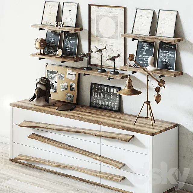 Aviation themed decorative loft set 3DModel