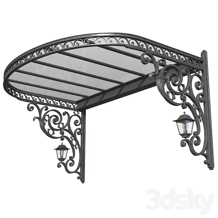 Awning over the porch. A visor over the front door. Wrought iron ?anopy 3D Model Awning over the porch. A visor over the front door. Wrought iron ?anopy 3D Model
