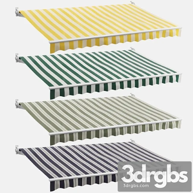 Awning Set 3 Striped 3D Model Download