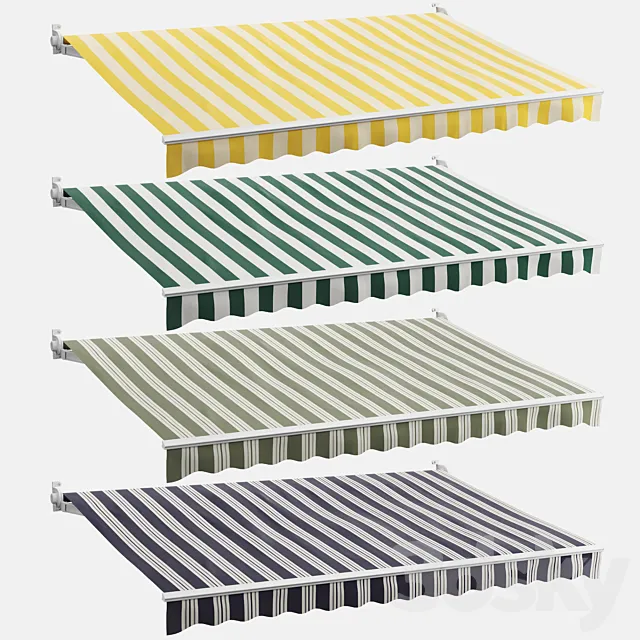 Awning set 3 (striped) 3D Model