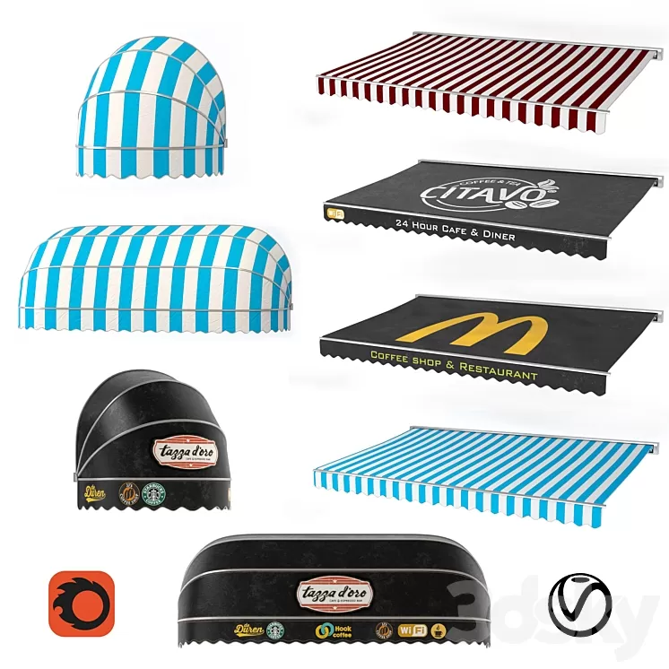 Awning set kitbash vol.03 3D Model Awning set kitbash vol.03 3D Model