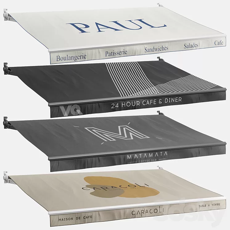 Awnings set 1 (cafe) 3D Model Awnings set 1 (cafe) 3D Model