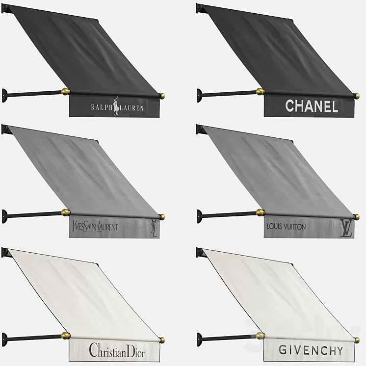 Awnings set (boutiques) 3D Model Awnings set (boutiques) 3D Model