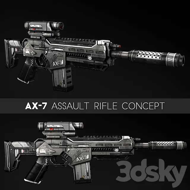 AX-7 Assault Rifle 3D Model