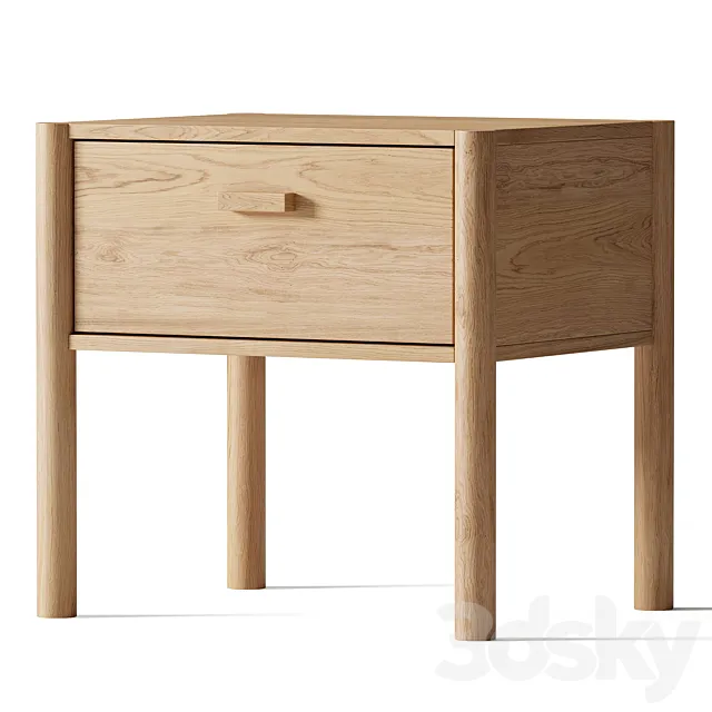 Axel Oak Bedside Table 3D Model