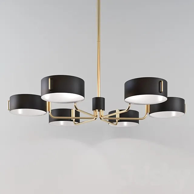 Axle Brass Black Shade Chandelier by Crate and Barrel 3DModel