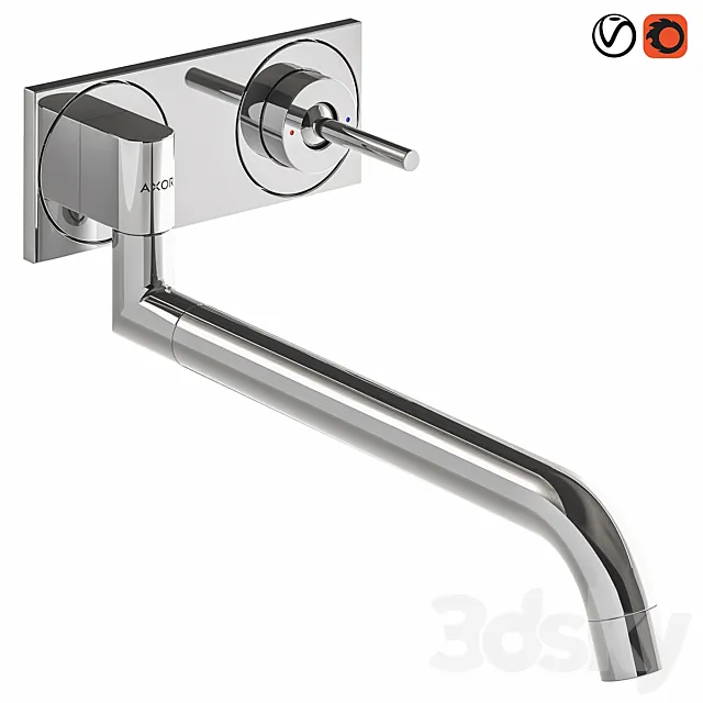 AXOR UNO Single lever kitchen mixer for concealed installation wall-mounted 3D Model