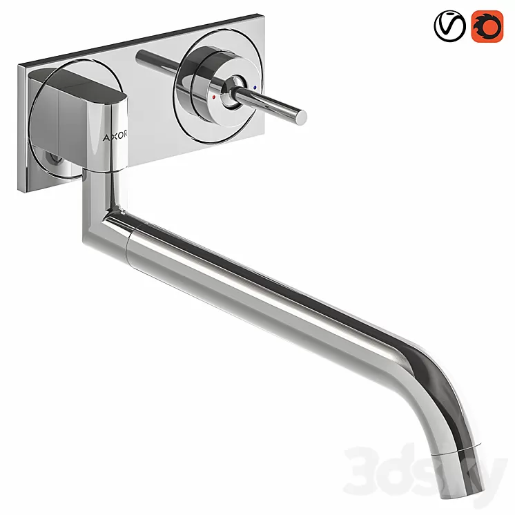 AXOR UNO Single lever kitchen mixer for concealed installation wall-mounted 3D Model