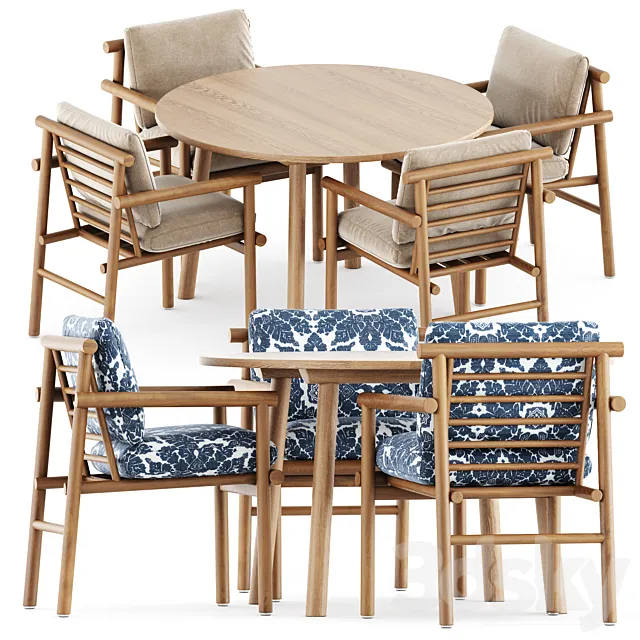 Ayana chair by Bebitalia and Taro Table by Fredericia 3D Model Ayana chair by Bebitalia and Taro Table by Fredericia 3D Model