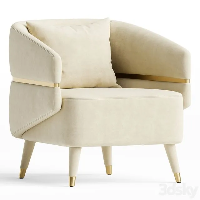 Ayla Velvet Accent Chair 3D Model Ayla Velvet Accent Chair 3D Model