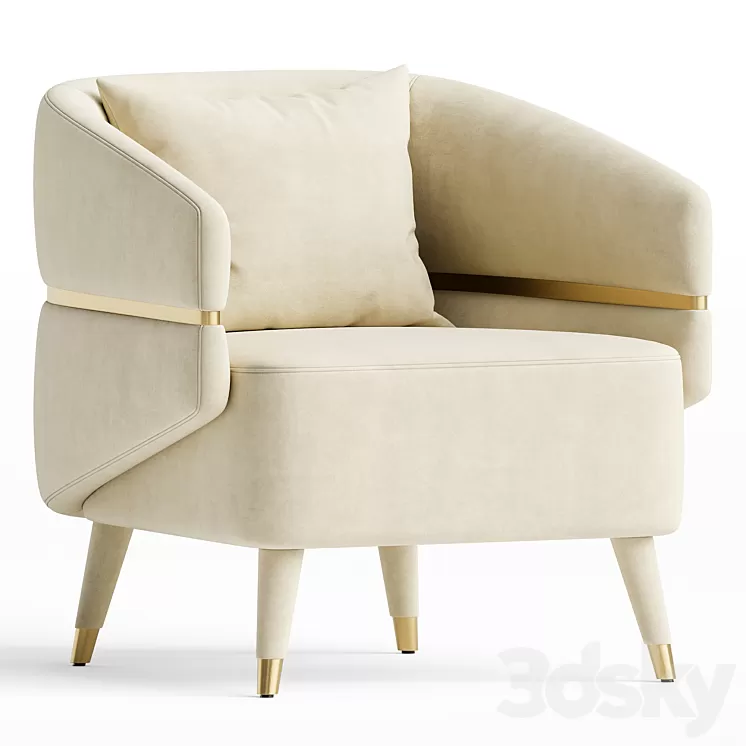 Ayla Velvet Accent Chair 3D Model Free Download