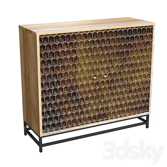 Azar 29” Tall Solid Wood 2 – Door Accent Cabinet 3D Model