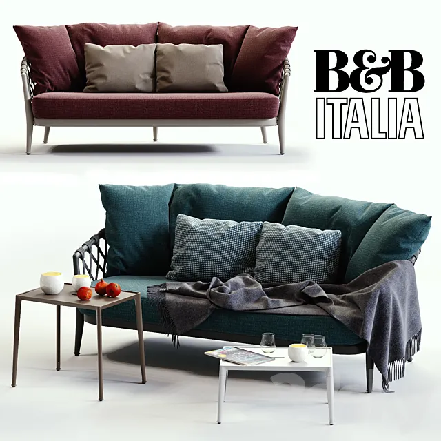 B & B Italia ERICA Blue & Red Sofa 3DModel B & B Italia ERICA Blue & Red Sofa 3DModel