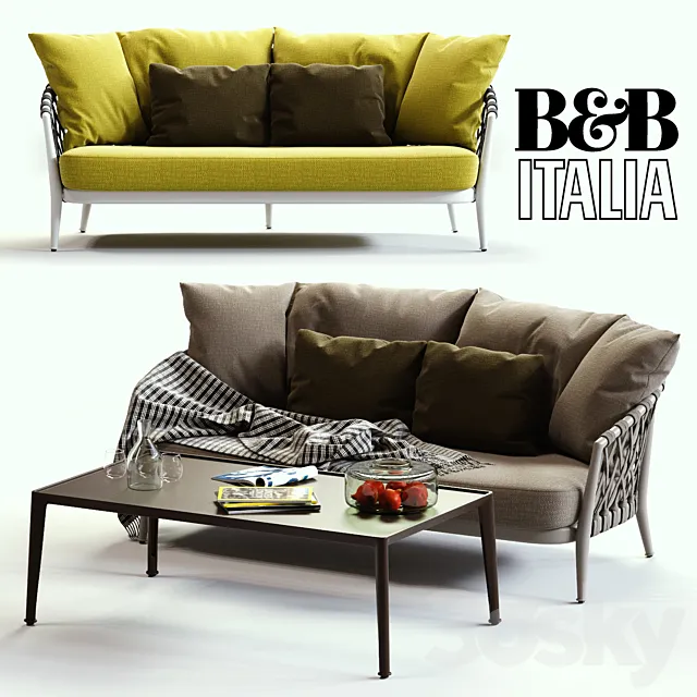 B & B Italia ERICA Grey & Yellow Sofa 3D Model B & B Italia ERICA Grey & Yellow Sofa 3D Model