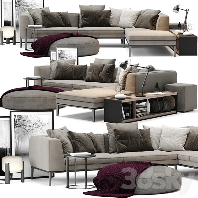 B & B Italia Michel Sofa 3D Model