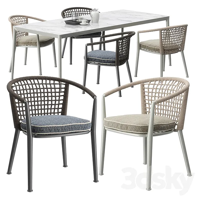 B & B Italia Outdoor ERICA ’19 chairs set 3DModel