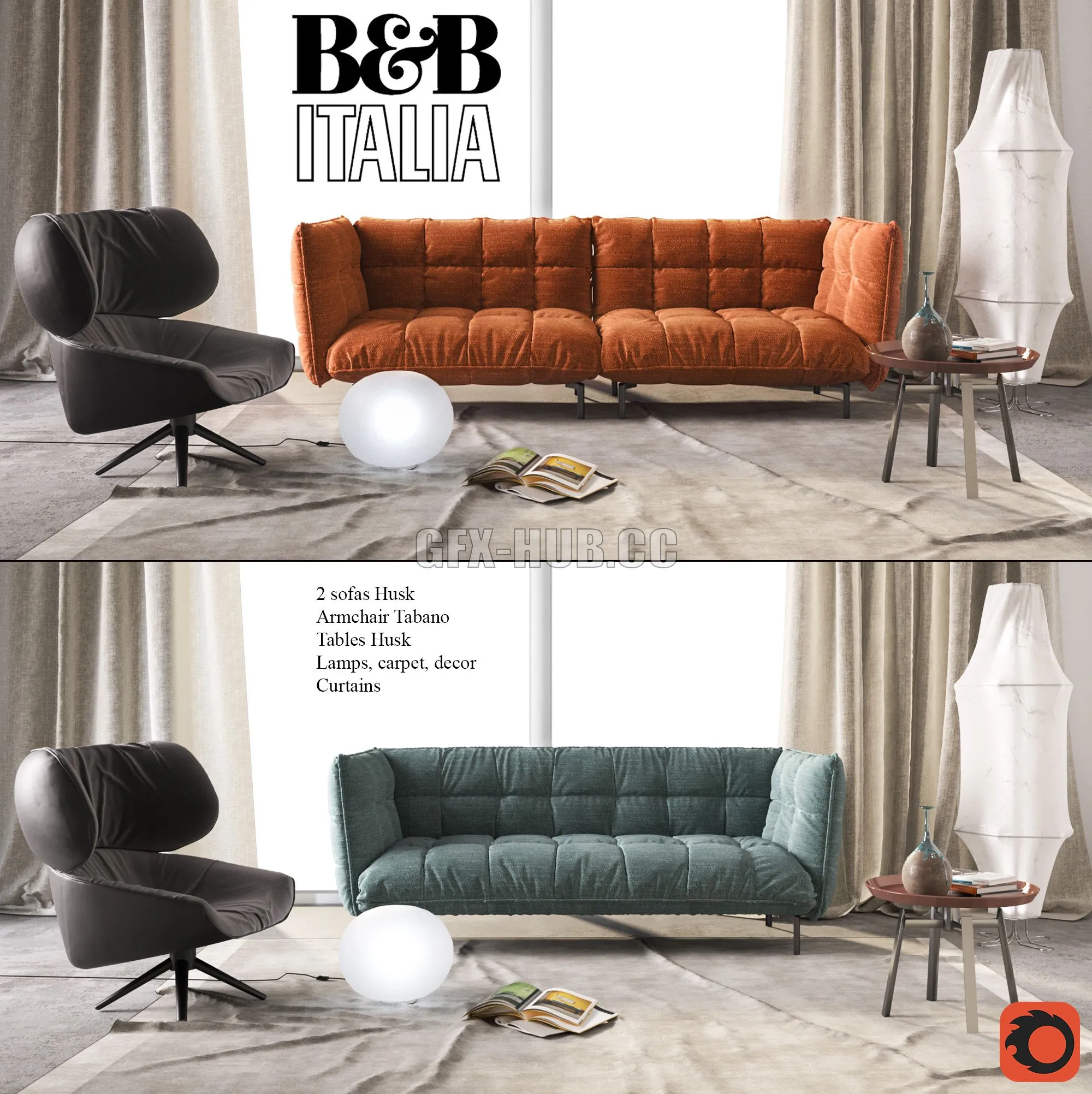 B & B Italia Sofa Husk 3D Model