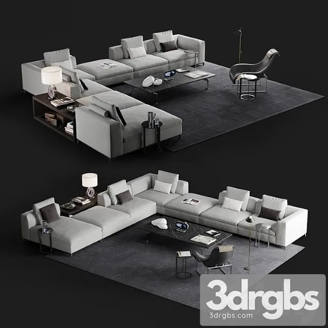 B & b michel club sofa set 2 3D Model Download B & b michel club sofa set 2 3D Model Download