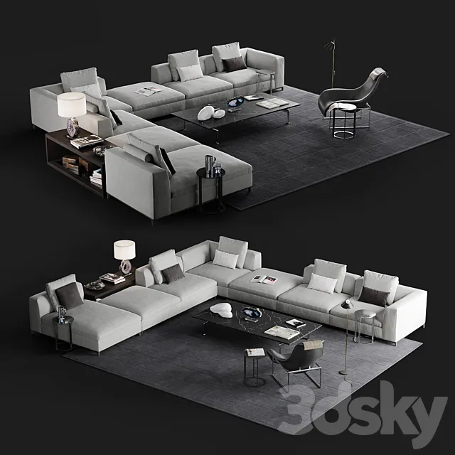 B & B Michel Club sofa set 3D Model B & B Michel Club sofa set 3D Model