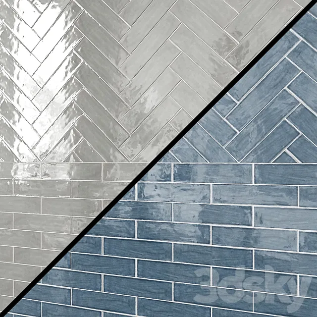 B TRAIN INDIGO Gloss Crackle 3 “X 12” X 3_8 “Ceramic Field Tile 3D Model