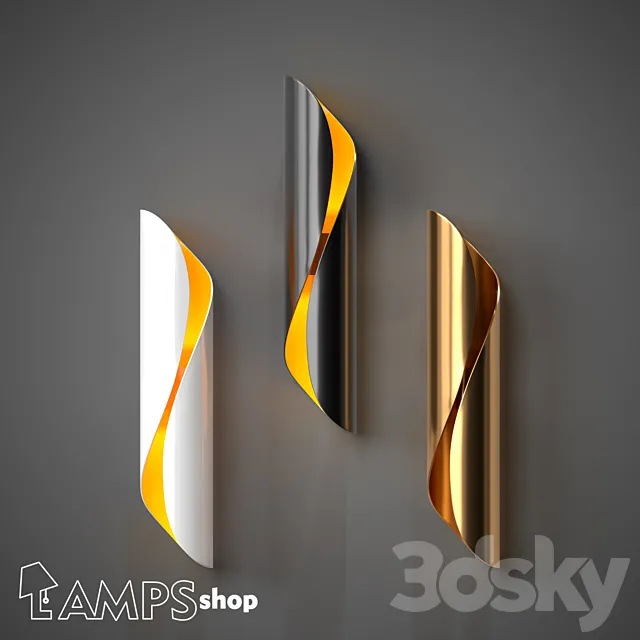 B4091 Sconce Postmodern Flowing Lines 3D Model