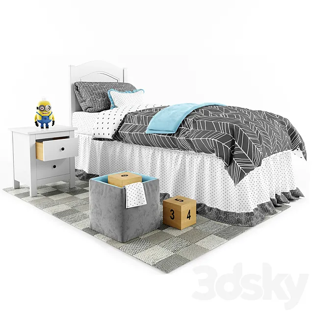 Baby bed and accessories 3DModel Baby bed and accessories 3DModel