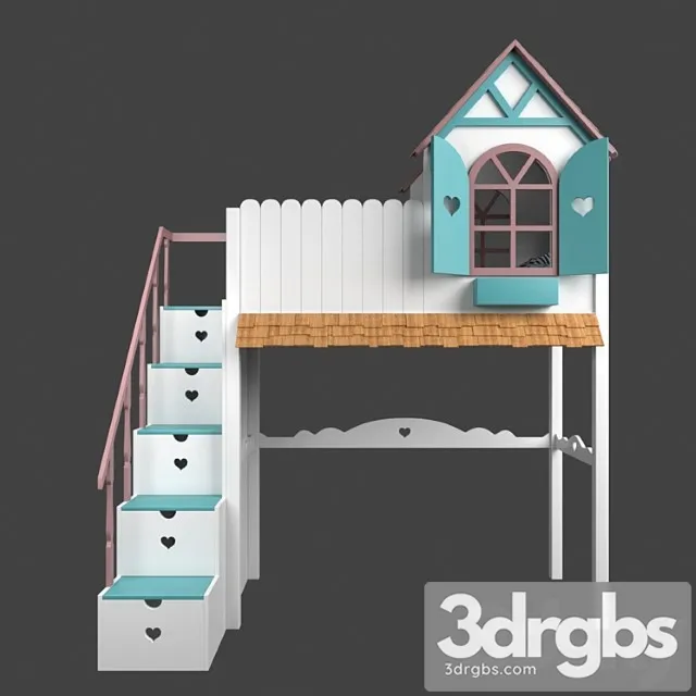 Baby Bed Loft Krovatki-Detyam 3D Model Download