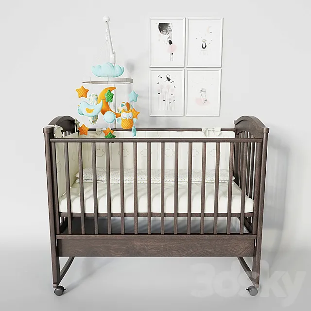 Baby cot Fiorellino Penelope 3D Model Baby cot Fiorellino Penelope 3D Model