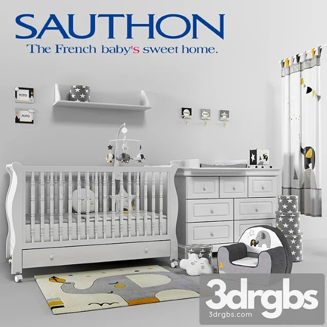 Baby Room Sauthon Babyfan Sauthon Elodie Blanc 3 3D Model Download