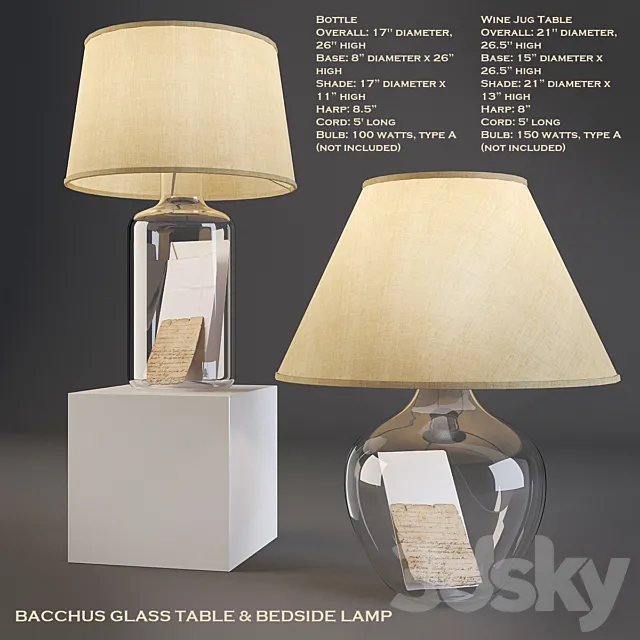 Bacchus Glass Table & Bedside Lamp 3DModel Bacchus Glass Table & Bedside Lamp 3DModel
