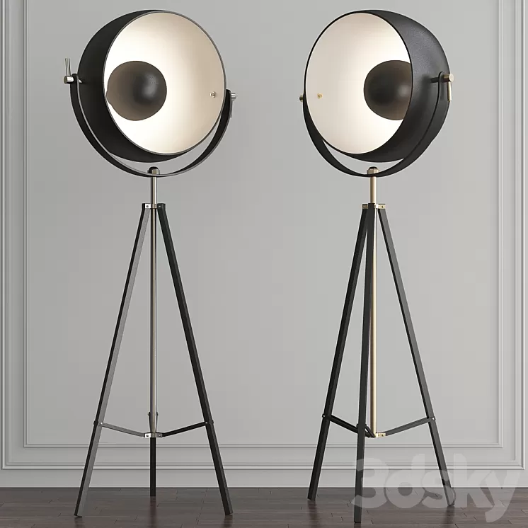Backstage Matte Black & Polished Nickel Floor Lamp by ELK Home 3D Model