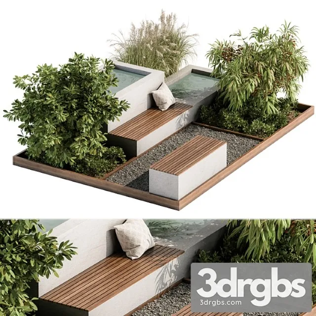 Backyard And Landscape Furniture Bench And Pound Set 26 3D Model Download