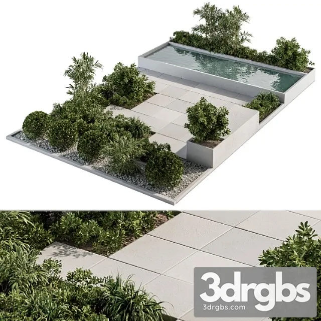 Backyard And Landscape Furniture Bench And Pound Set 40 3D Model Download