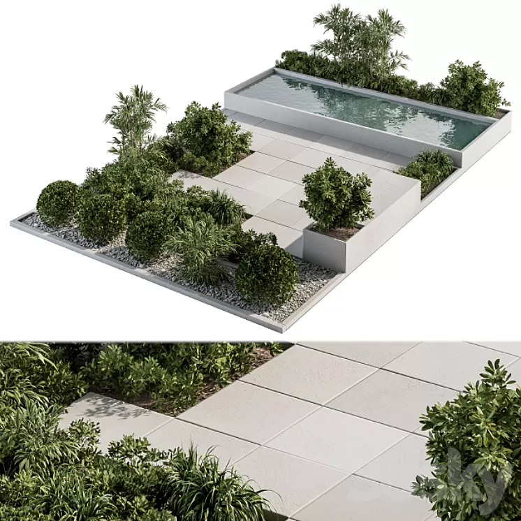 Backyard and Landscape Furniture Bench and Pound – Set 40 3D Model Backyard and Landscape Furniture Bench and Pound – Set 40 3D Model