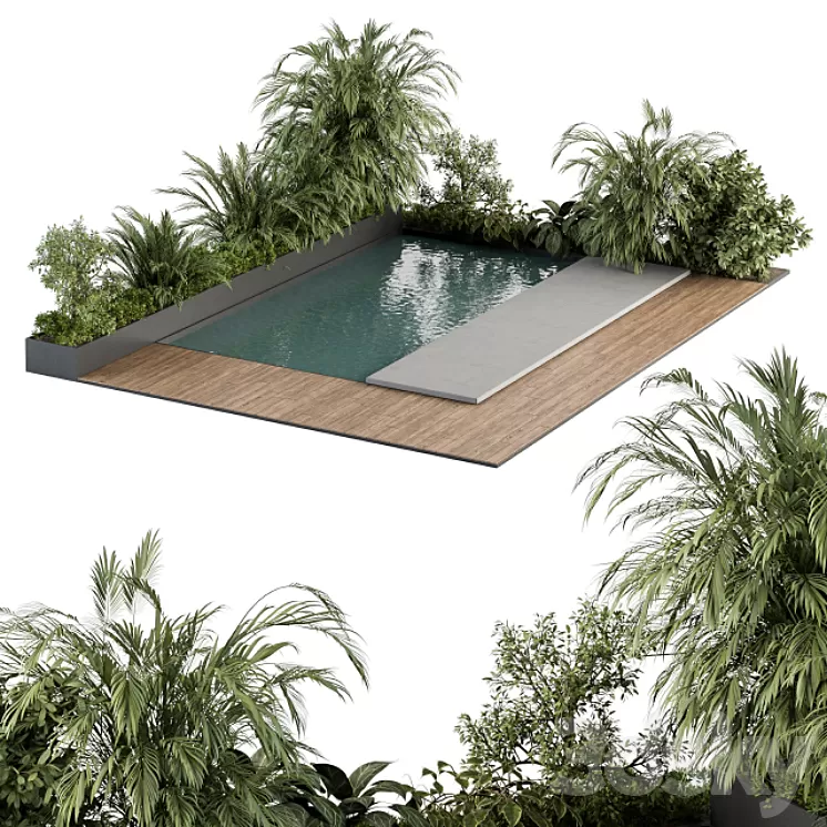 Backyard and Landscape Furniture with Pool 04 3D Model Backyard and Landscape Furniture with Pool 04 3D Model